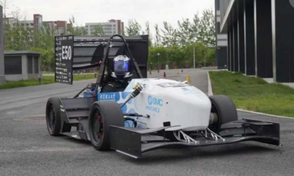 Formula Student vehicle during outdoor work.
