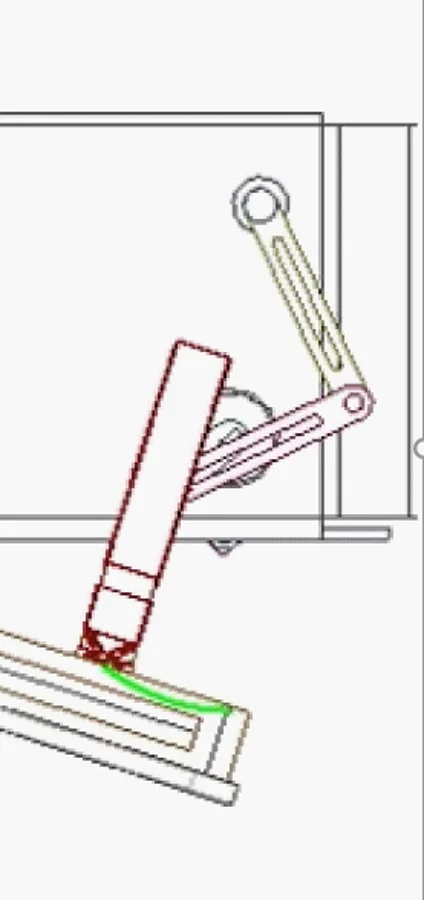 Four-bar leg mechanism and its connection to the foot.